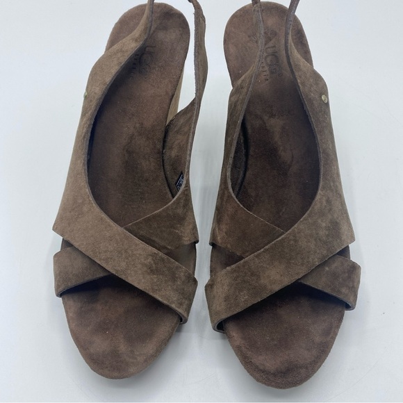Ugg Hazel Suede Ankle Strap Women's Cork Wedge Platform Sandals Sz 7 SN 1771 - Picture 2 of 8